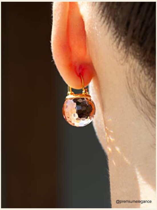 Amazon.com: Crystal Earrings for Women, Sparkly Austrian  Sparkly Austrian Crystal Disco Ball Drop Earrings, 18K Gold Plated